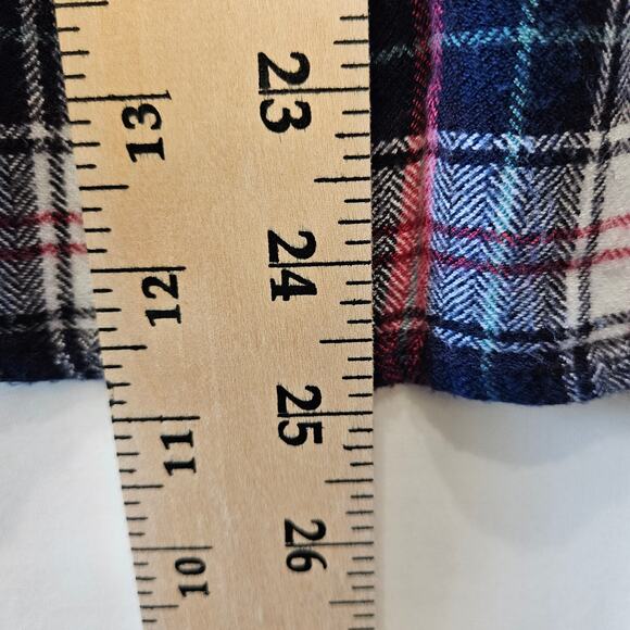 BeachLunchLounge Plaid Button Up Flannel Blue Pink Size Small - Picture 7 of 7